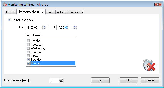 network device monitoring - scheduled downtime