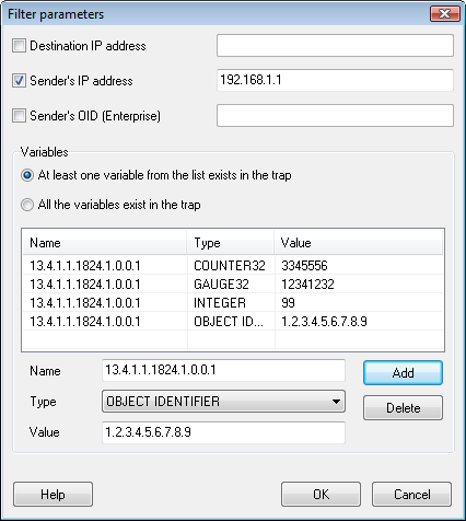 SNMP trap filter
