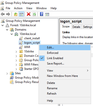 Create new policy named logon_script
