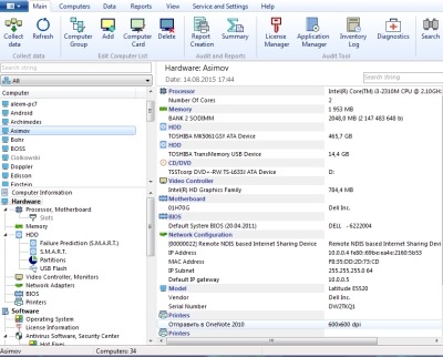 Network Inventory: monitor hardware and software installed on network computers