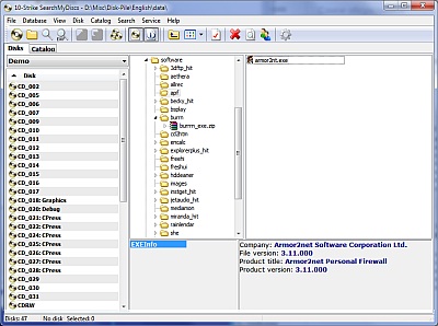 Screenshot of 10-Strike SearchMyDiscs 3.0