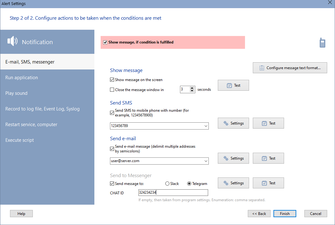 Network Bandwidth Monitoring - Actions Taken When the Condition is Met