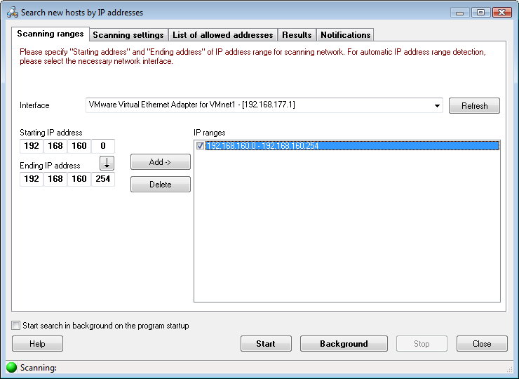 configuring IP address ranges