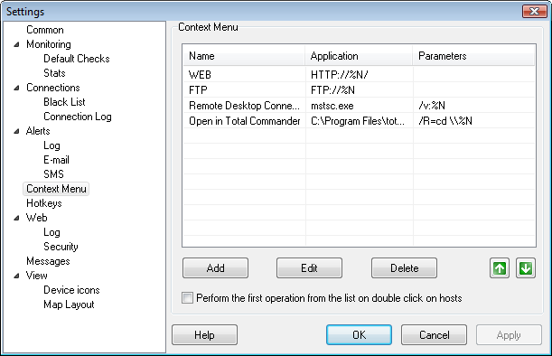 Configuring context menu