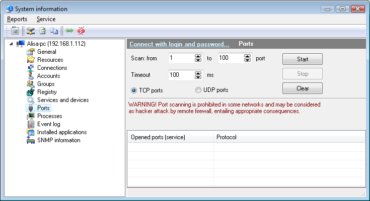 Port scanner (TCP and UDP)