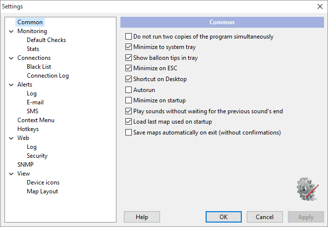 Preferences window