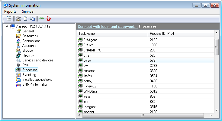 Processes of remote computer