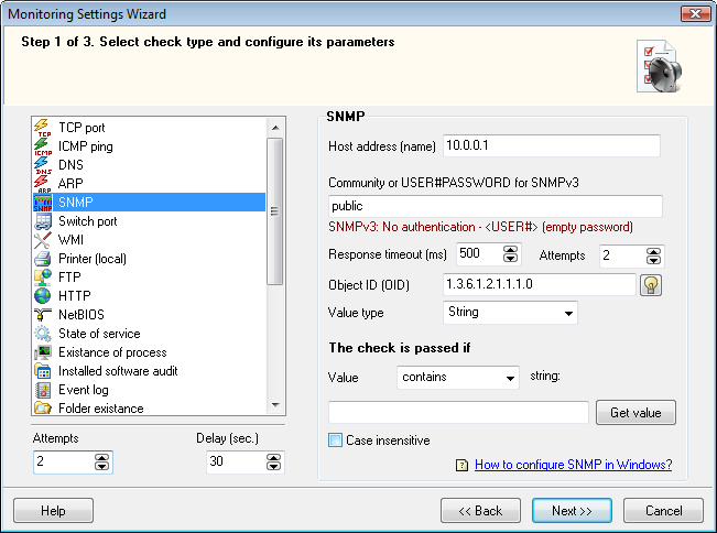 SNMP monitoring