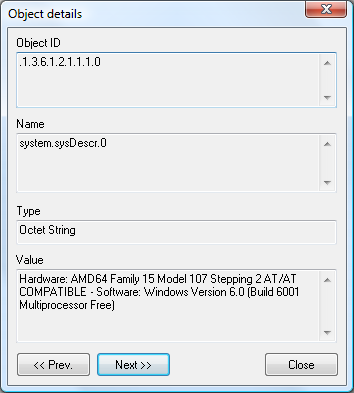 detailed view of SNMP information