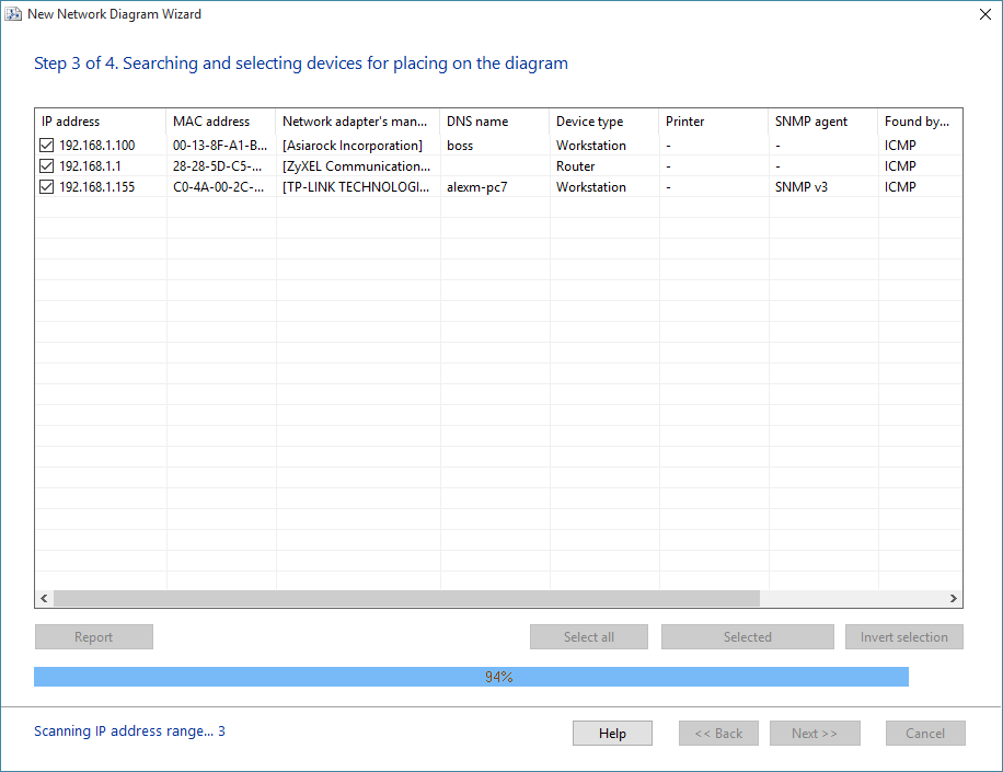 Network Diagram Creation Wizard - Step 3