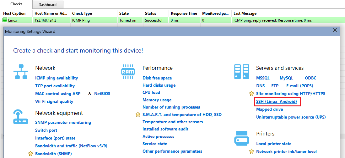 adding SSH monitoring check