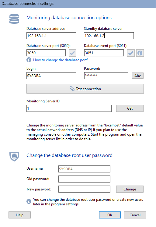 10-Strike Network Monitor Pro program's database connection