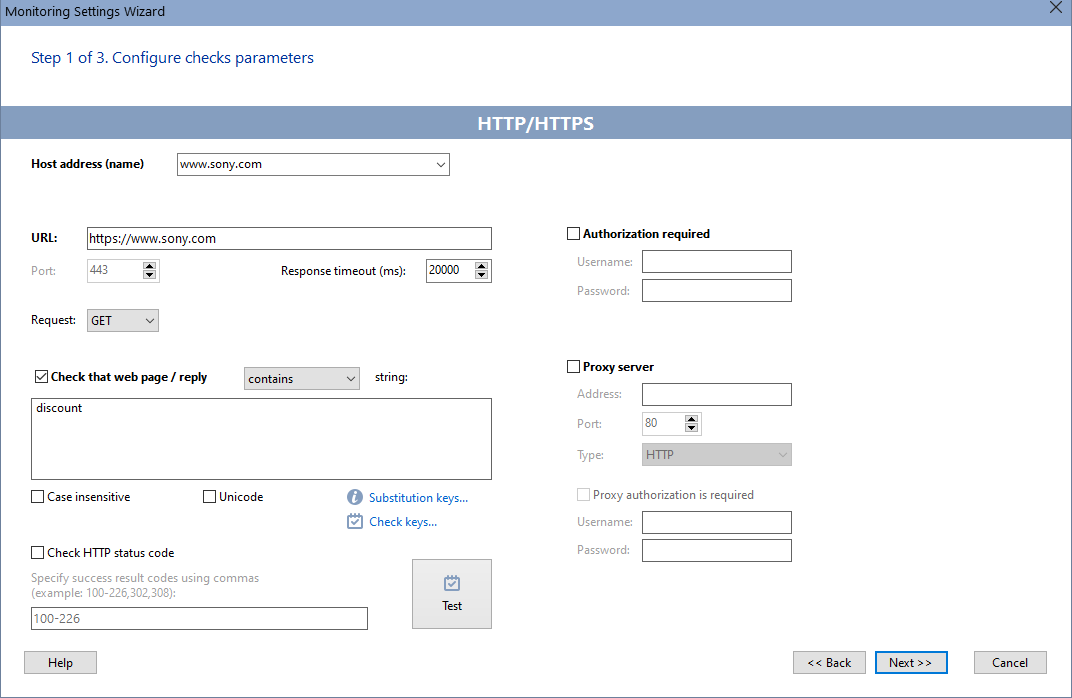 web site https/http and web page content monitoring