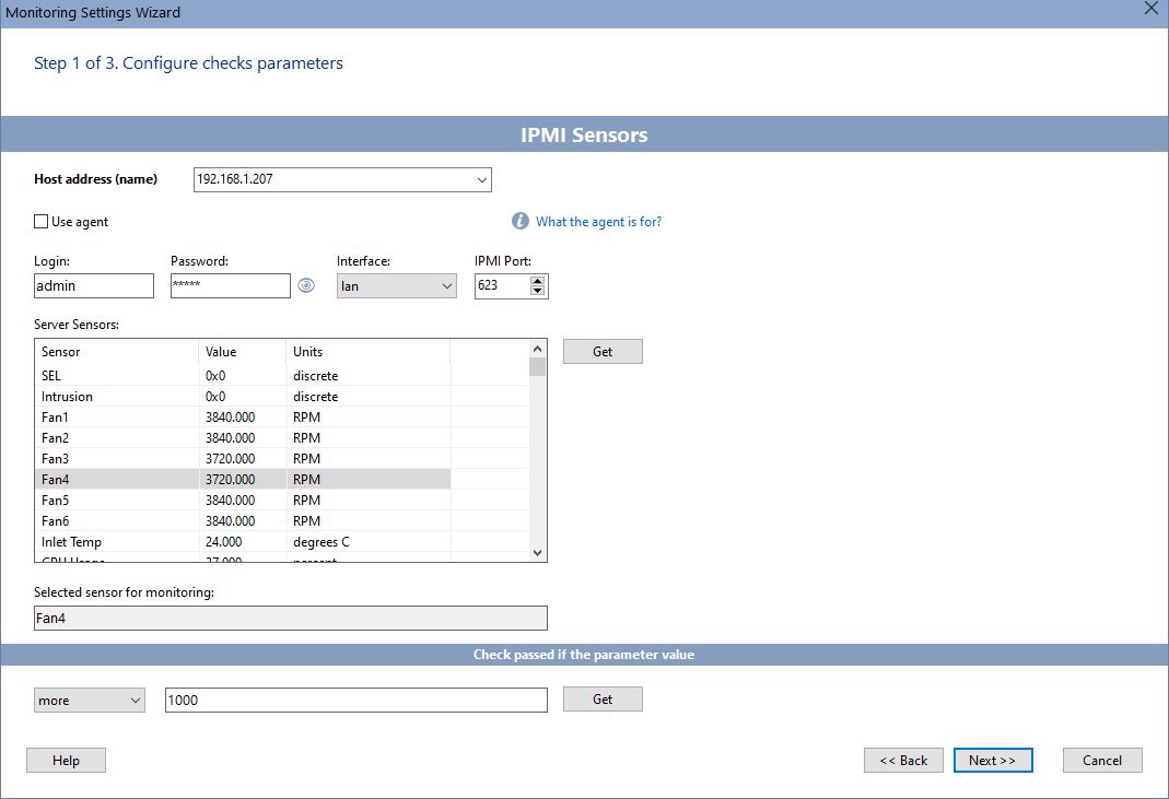 ipmi monitoring - monitor server hardware parameters like temperature, fan speed rpm, etc.