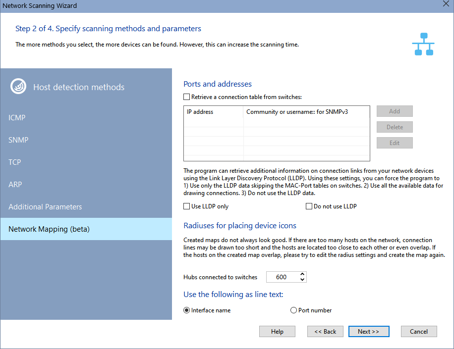 network mapping settings