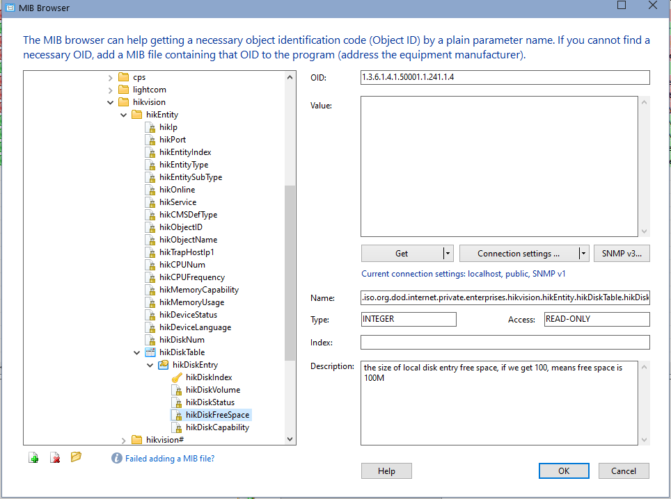 MIB browser - IP camera/DVR/NVR SNMP OID parameters