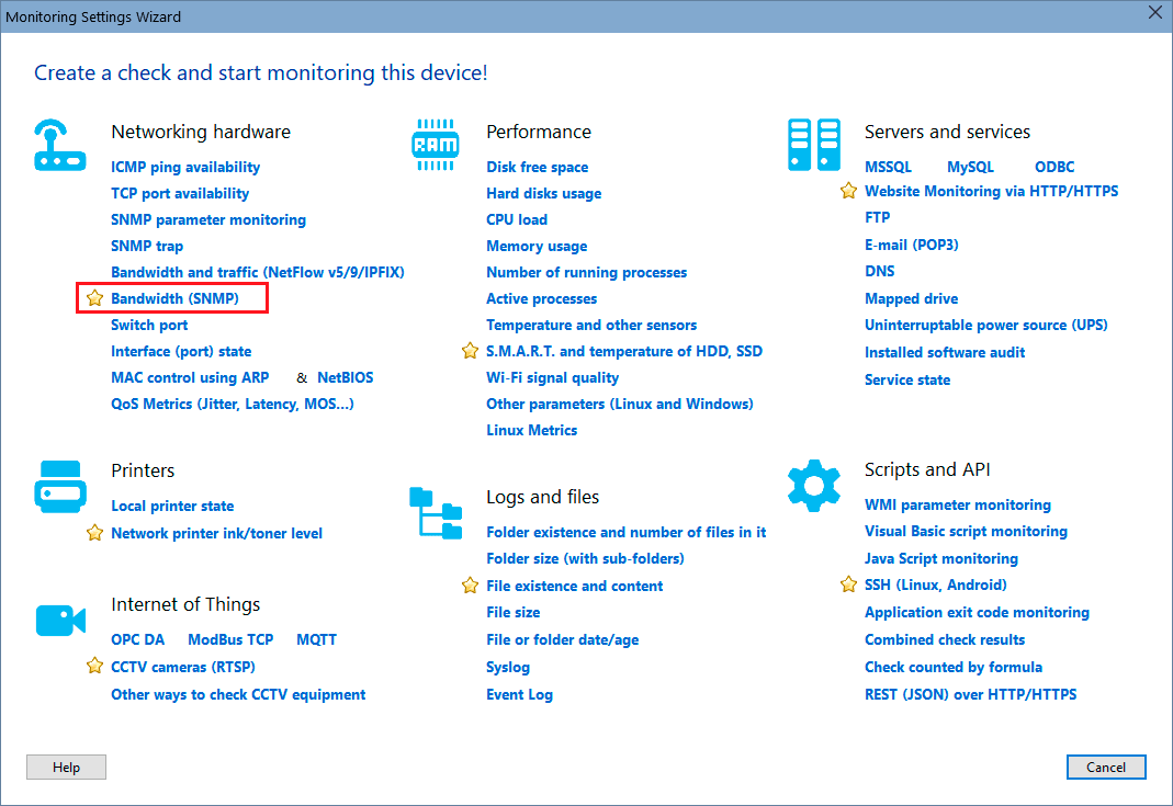 wizard - monitoring network bandwidth