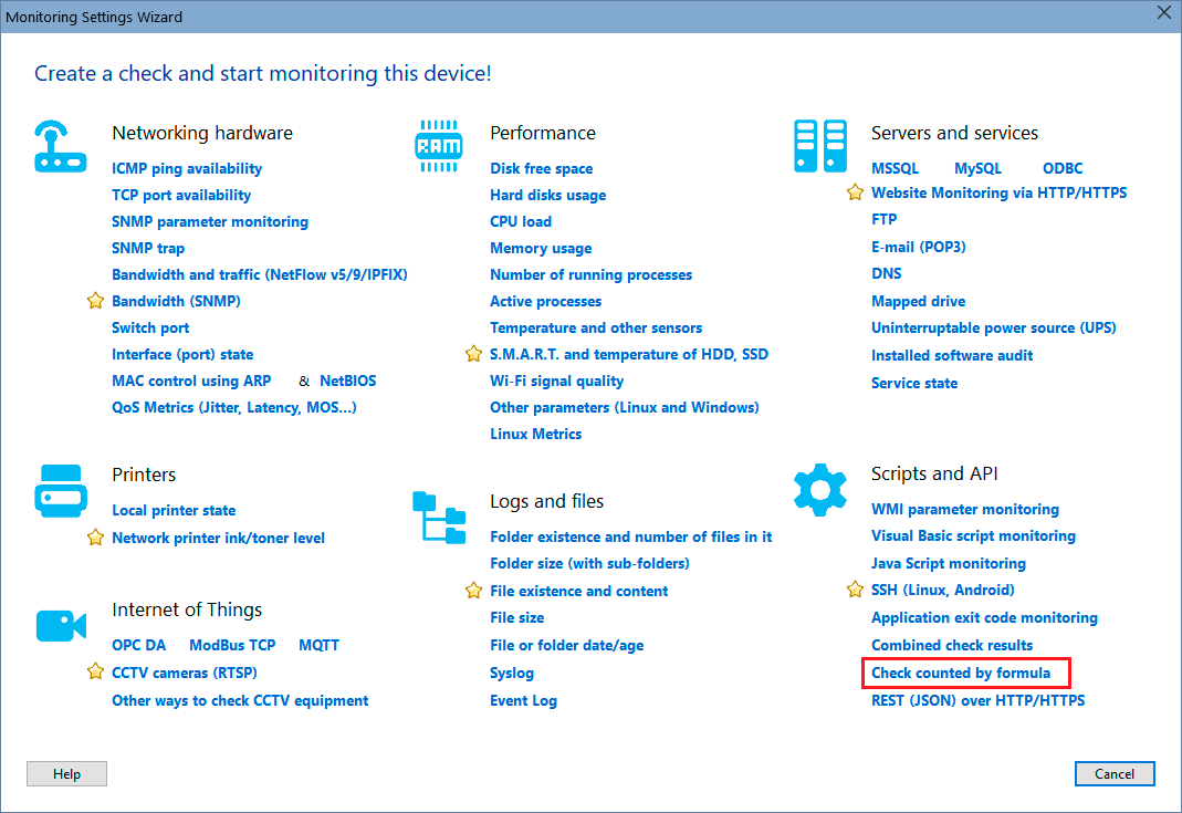 wizard - expression check monitoring