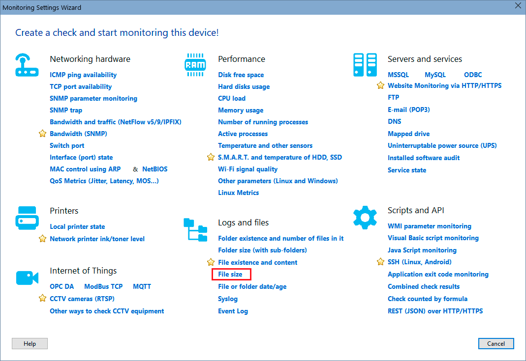 wizard - file size monitoring
