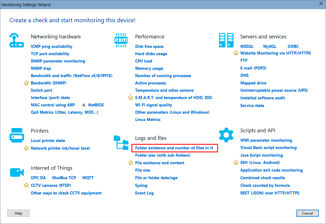 wizard - folder existence monitoring