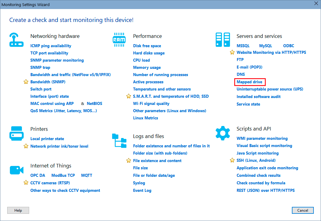 wizard - mapped drive monitoring