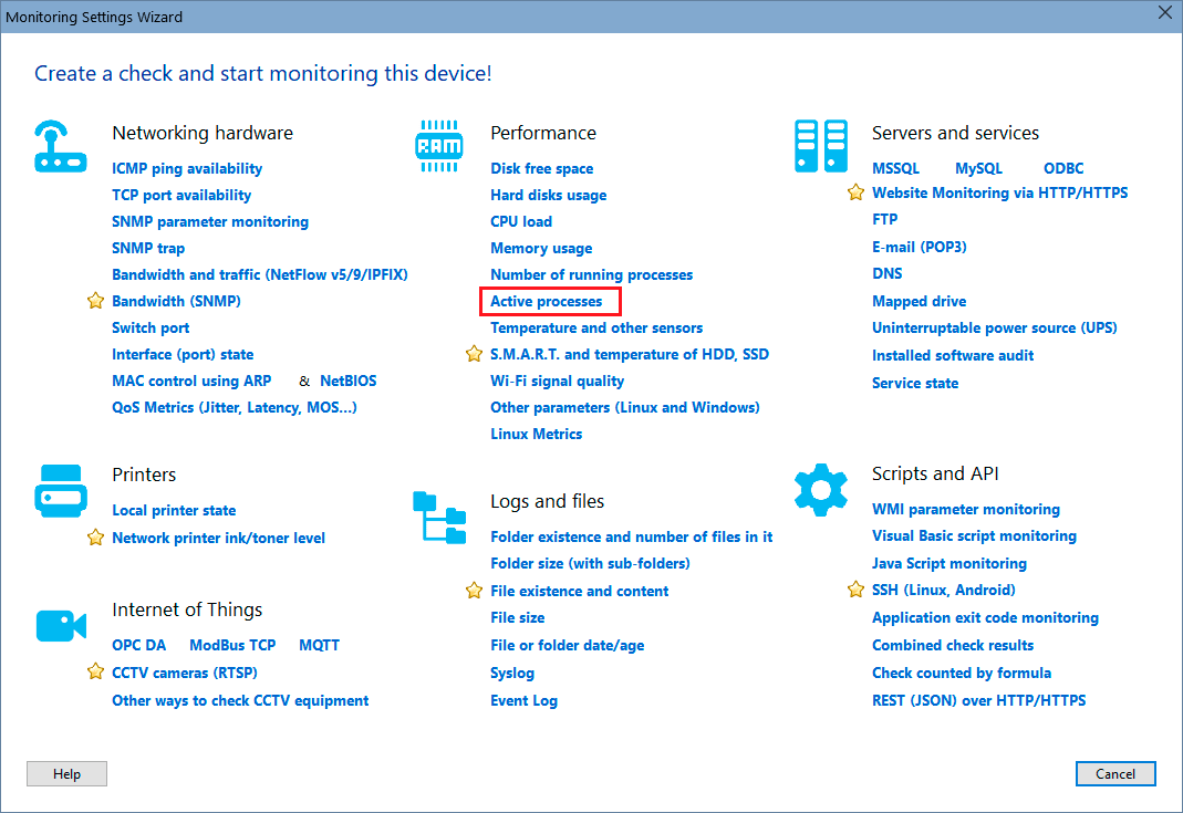 wizard - process existence monitoring