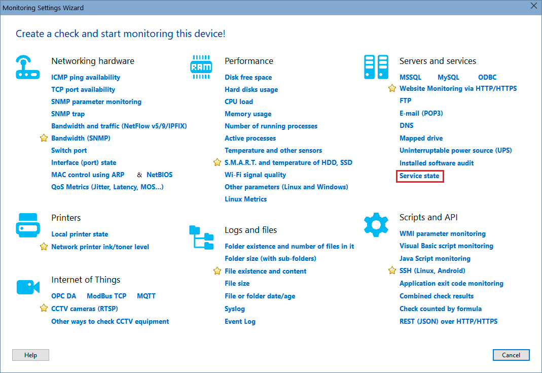 wizard - service state monitoring
