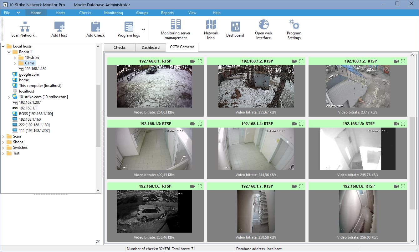 CCTV IP Camera monitoring panel