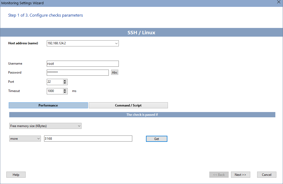 configuring the SSH monitoring check