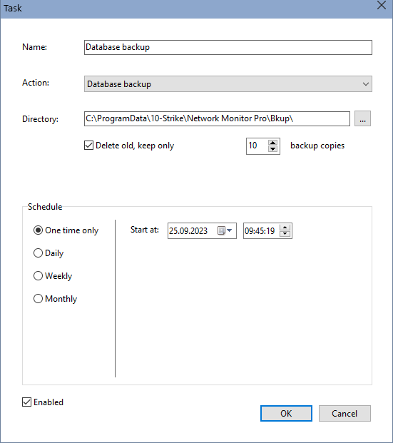 backup copying of the monitoring database