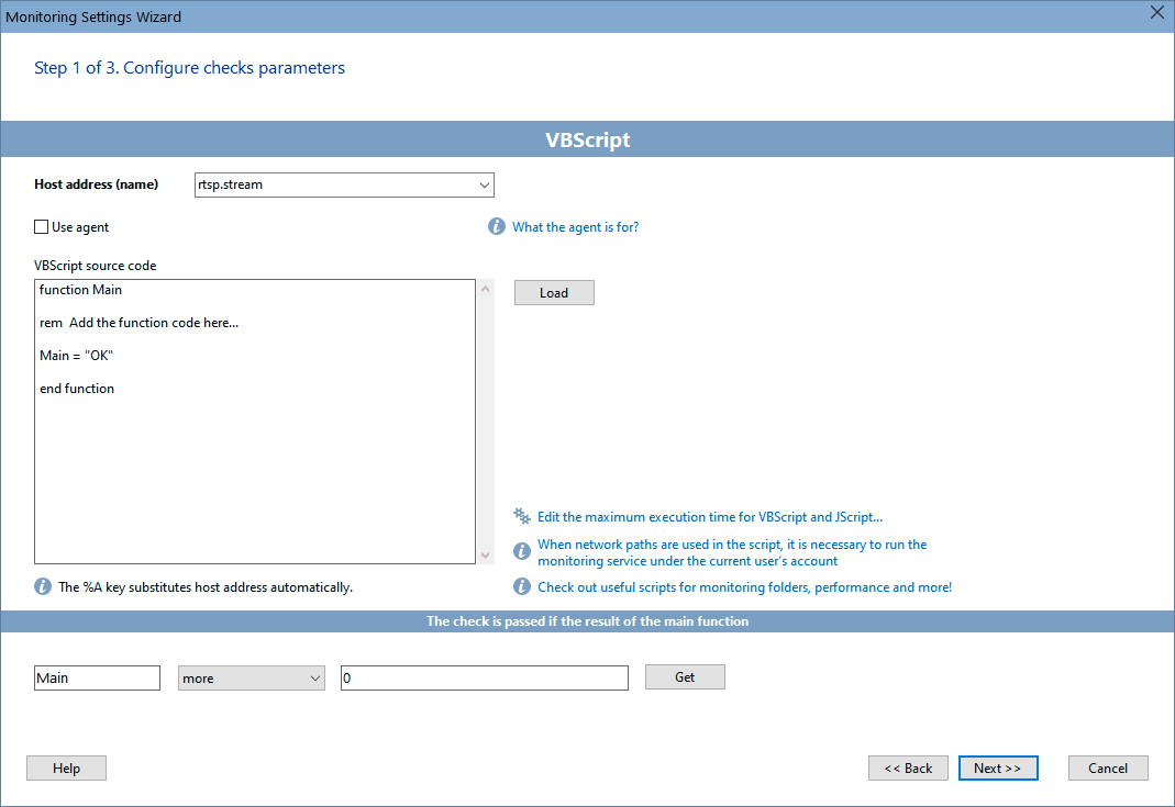 Visual Basic Script (VBScript) Result Monitoring
