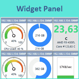Dashboard panel with indicators and widgets