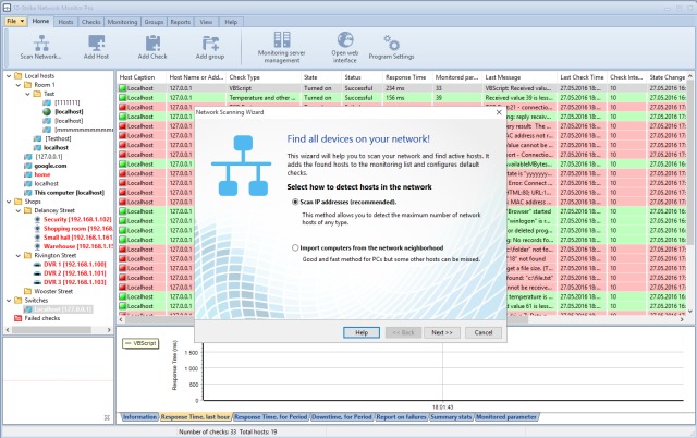 Scanning network for hosts