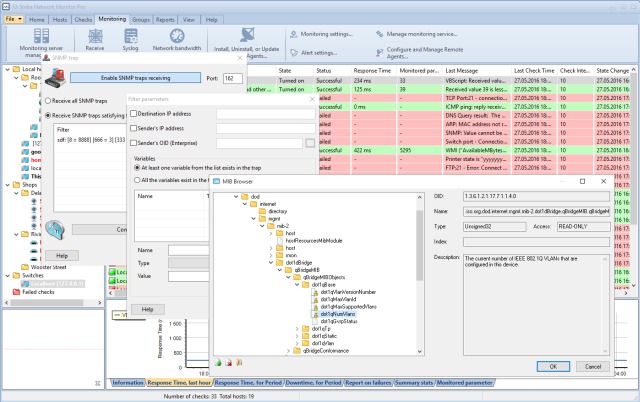 MIB browser and the SNMP trap configuration