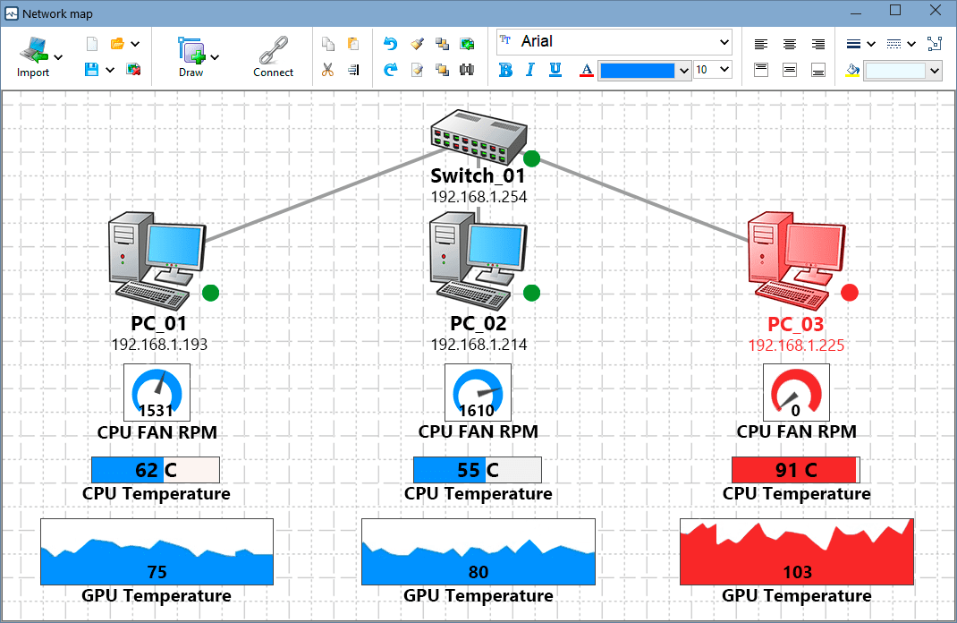 CPU and GPU temperature monitoring, fan speed monitoring