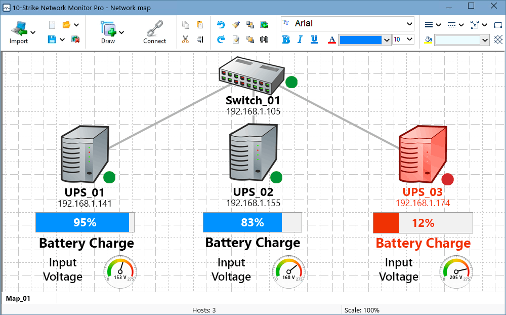 UPS monitoring using SNMP over network