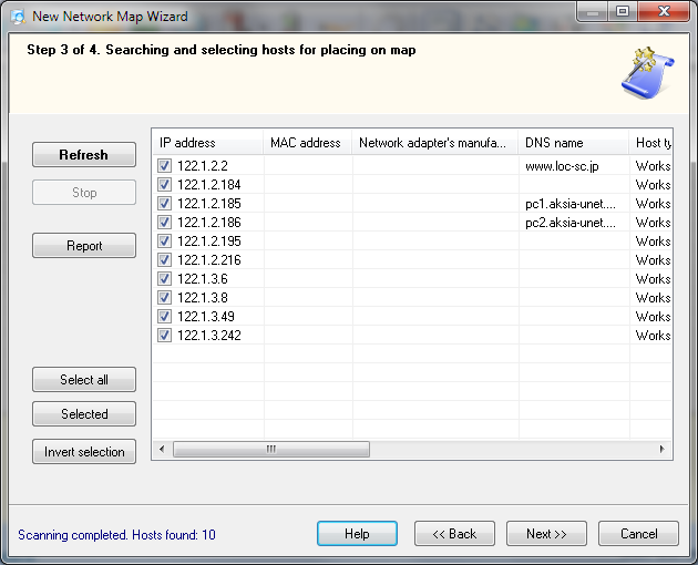 Scanning parameters and options