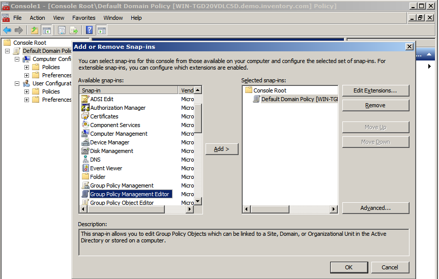 access group policy object editor