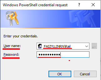 Account Manager window - entering the password