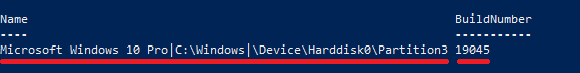 PowerShell window - information output