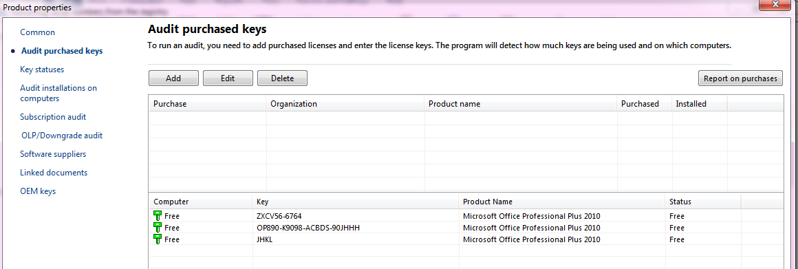 purchased keys audit