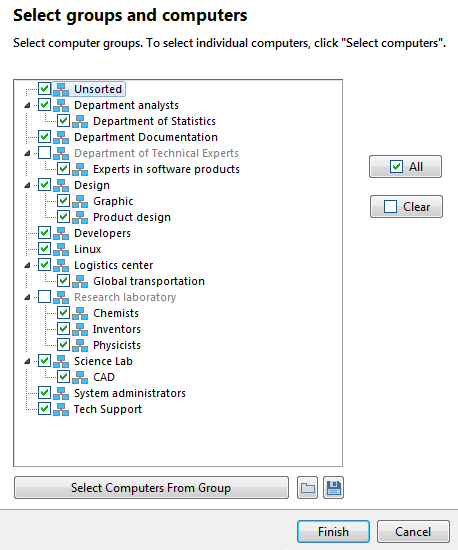 select computers for report