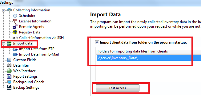 Client data file importing