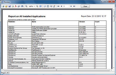 software inventory report