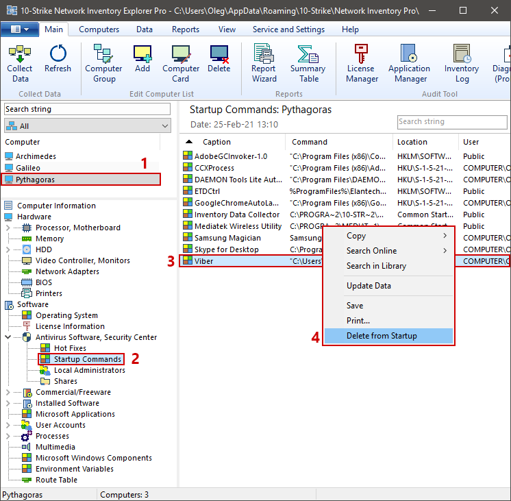 Removing a program shortcut from startup folder on remote PC