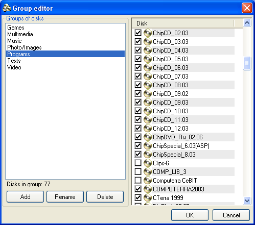 Disks organized in groups